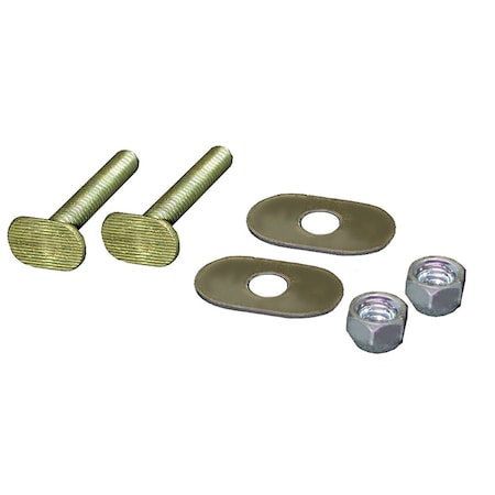 Jones Stephens Closet Bolts 5/16inX1-3/4in Brass Closet Bolts, SS Oval Washers, Nickel Plated Acorn Nuts, 100PK C02023B